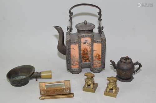Group of 19-20th C. Chinese Bronze/Pewter Wares