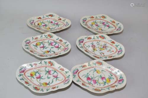 Six Late Qing Chinese Famille Rose Porcelain Plates