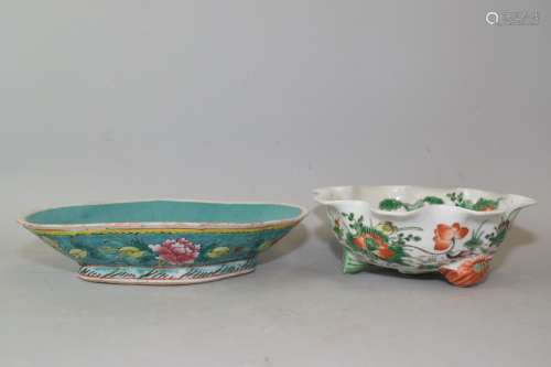 Two 19th C. Chinese Famille Rose Porcelain Wares