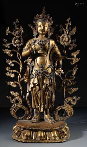 Rare And Large Gilt Bronze Figure Of Padmapani