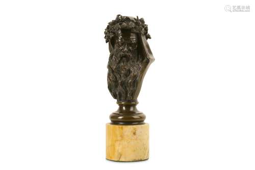 VICTOR EVRARD (FRENCH, 1807-1877): A BRONZE BUST OF A ZEUS the bearded god wearing a headdress of