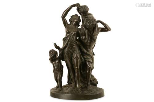 AFTER CLAUDE MICHEL CLODION (FRENCH, 1738-1814): A LARGE 19TH CENTURY BRONZE FIGURAL GROUP OF