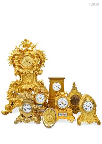 AN EXTREMELY LARGE MID 19TH CENTURY FRENCH ROCOCO STYLE GILT BRONZE MANTEL CLOCK the ornate ormolu