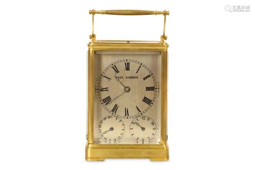 A FINE MID 19TH CENTURY FRENCH GILT BRASS 'ONE PIECE' CARRIAGE CLOCK WITH SUBSIDIARY ALARM AND