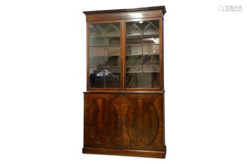 A GEORGE III MAHOGANY COLLECTOR'S CABINET, CIRCA 1810 the upper section with astragal glazed doors