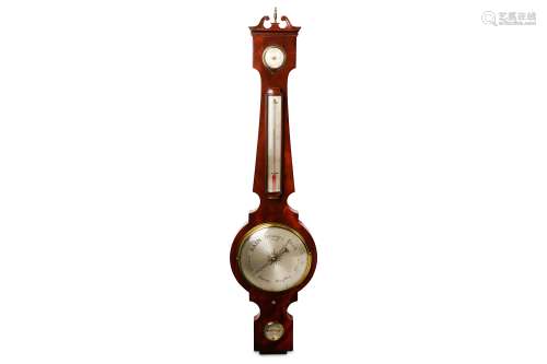 A 19TH CENTURY ENGLISH MAHOGANY WHEEL BAROMETER SIGNED W. NORTON, LONDON of typical form, with