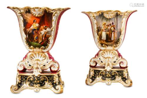 A PAIR OF 19TH CENTURY FRENCH JACOB PETIT STYLE PORCELAIN VASES DEPICTING BIBLICAL SCENES in the