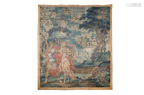 A 17TH CENTURY FLEMISH MYTHOLOGICAL TAPESTRY DEPICTING VENUS AND ADONIS Venus reaching for Adonis