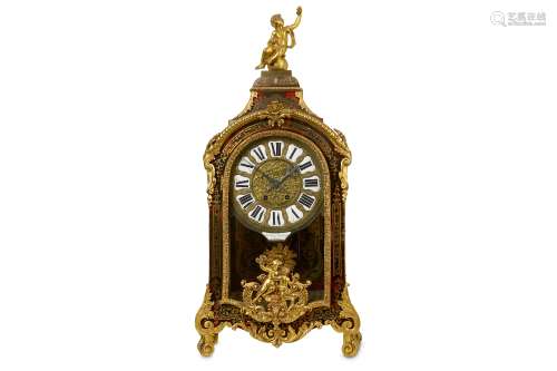 A 19TH CENTURY FRENCH TORTOISESHELL AND GILT BRONZE MOUNTED 'BOULLE' STYLE BRACKET CLOCK the caddy