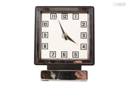 A 1930'S SMITH'S CHROME, BAKELITE AND GLASS MYSTERY CLOCK the square dial enclosing the glass dial