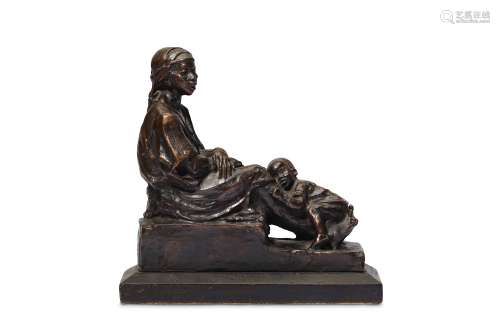 ALFREDO PINA (ITALIAN, 1883-1969): A BRONZE STUDY OF AN AFRICAN WOMAN AND CHILD CAST BY SUSSE