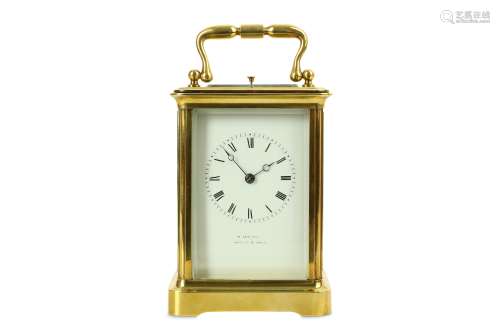 A THIRD QUARTER 19TH CENTURY FRENCH LACQUERED BRASS CARRIAGE CLOCK WITH PUSH REPEAT STAMPED 'JAPY