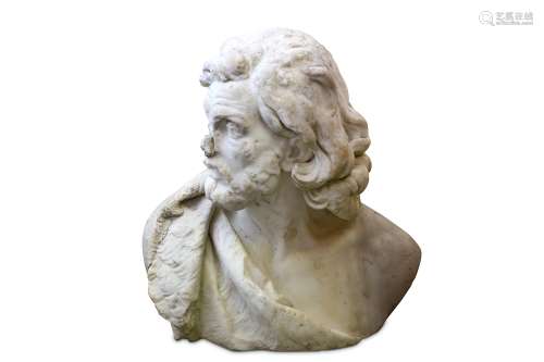 A 17TH / 18TH CENTURY ITALIAN BAROQUE CARVED MARBLE ALLEGORICAL BUST OF WINTER the bearded man