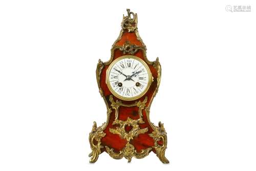 A LATE 19TH CENTURY FRENCH TORTOISESHELL AND GILT BRASS MOUNTED MANTEL CLOCK of typical Louis XV