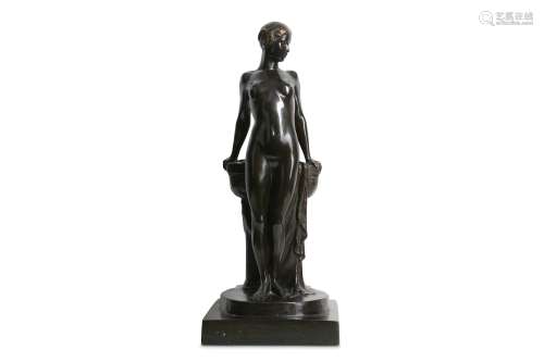 OTTO SCHLIESSLER (GERMAN, B. 1885): A BRONZE FIGURE OF A NUDE GIRL the standing nude figure