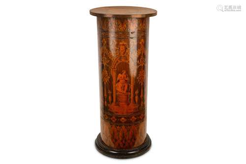 AN 18TH CENTURY ITALIAN MARQUETRY INLAID PEDESTAL IN THE MANNER OF GIUSEPPE MAGGIOLINI the column