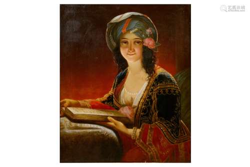 AFTER FRIEDRICH VON AMERLING (GERMAN, 1803-1887): A 19TH CENTURY OIL ON CANVAS OF AN OTTOMAN LADY