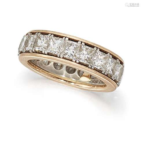 A diamond eternity ring, composed of a line of princess-cut diamonds, ring size LPlease refer to