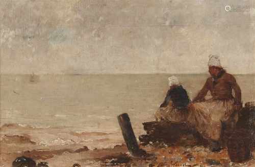 Gustave Nicolas PinelBeach Scene with Two Fisherwomen