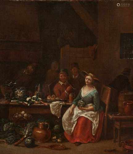 Jan Baptist LambrechtsGenre Scene with a Goose Seller