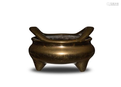 Chinese Bronze Tripod Incense Burner, 19th Century