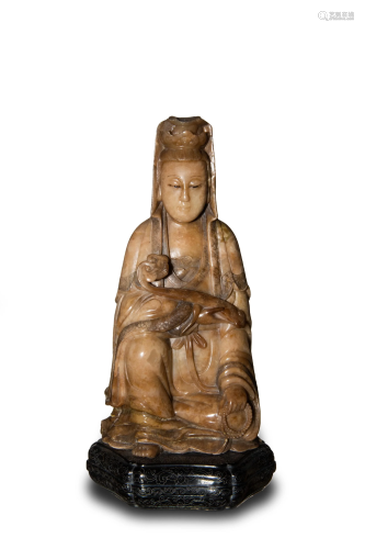 Chinese Soapstone Carved Guanyin, 18th Century