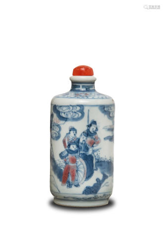 Chinese Blue & Red Landscape Snuff Bottle, 19th …