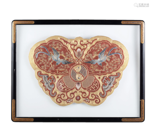 Chinese Butterfly-Shaped Embroidery, 19th Century