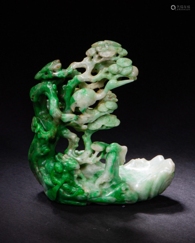 Chinese Jadeite Landscape Carving, 19th Cent…