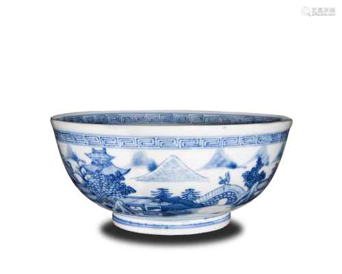 Chinese Blue and White Porcelain Bowl, 18th Century
