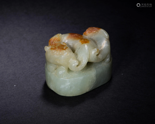 Chinese Jade Seal with Lion, 17th-18th Century
