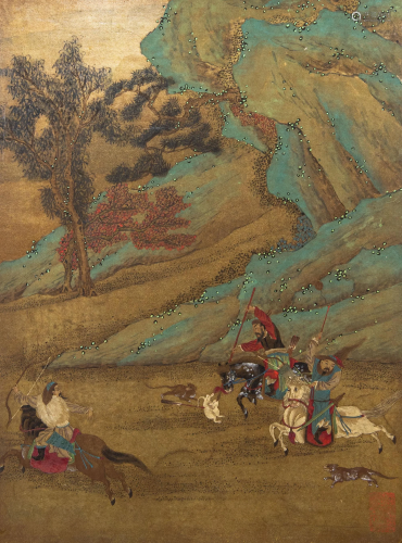 Chinese Painting of Hunt Scene, 18th/19th Century