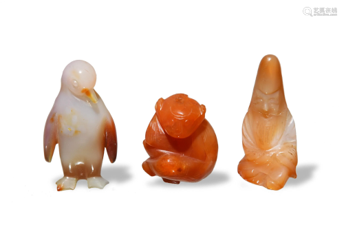 3 Chinese Agate Carvings, 19thâ€“Early 20th …