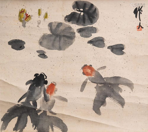 Chinese Painting of Goldfish by Wu Zuoren