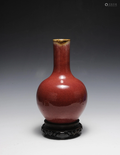 Chinese Oxblood Tianqiuping Vase with Stand, …