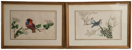 2 Chinese Paintings of Pheasant and Doves