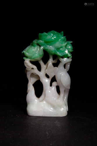 Chinese Jadeite Flower & Phoenix, 19th Century