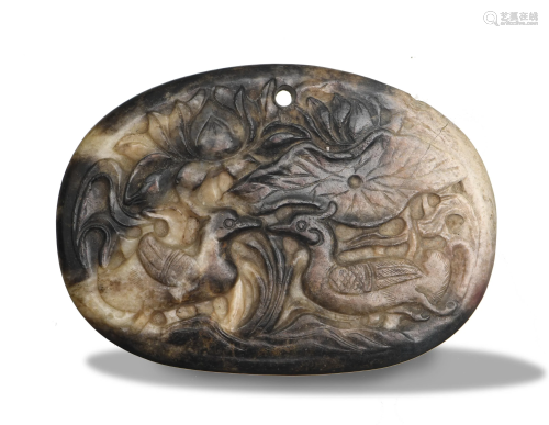 Chinese Jade Plaque with Ducks, Ming or Earlier