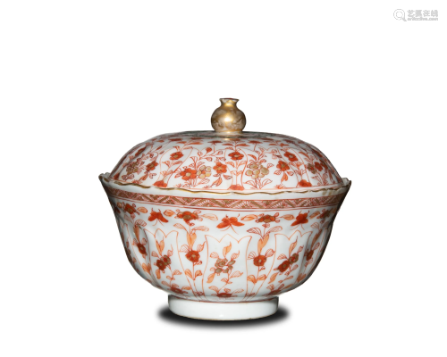 Chinese Iron-Red Lidded Bowl, 18th Century