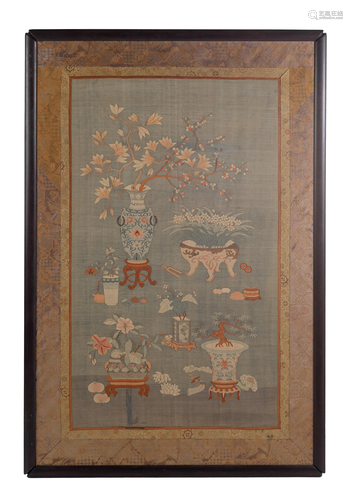 Chinese Kesi Flower Panel, 18th Century