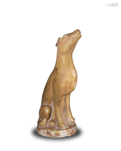 Chinese Yellow Glazed Pottery Dog, Ming or Earlier