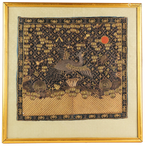 Chinese Framed Ranking Badge, 19th Century