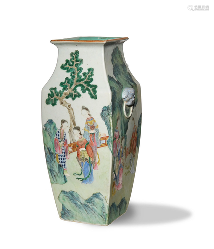 Chinese Famille Rose Square Vase, Early 19th Century