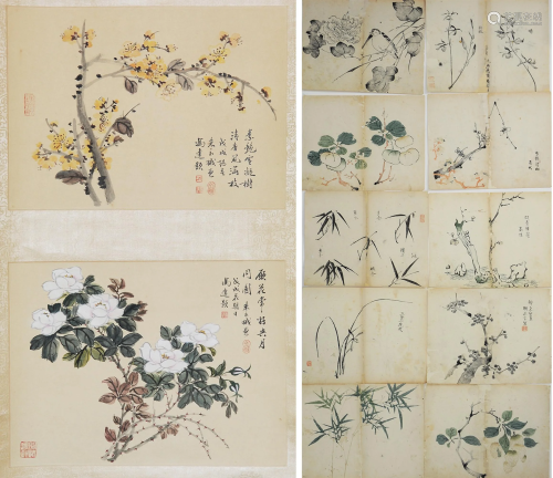 12 Chinese Paintings & Calligraphy including Zhu and