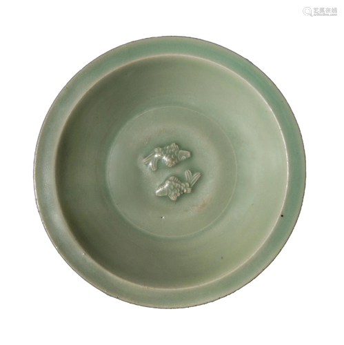 Chinese Longquan Two-Fish Celadon Dish, Song