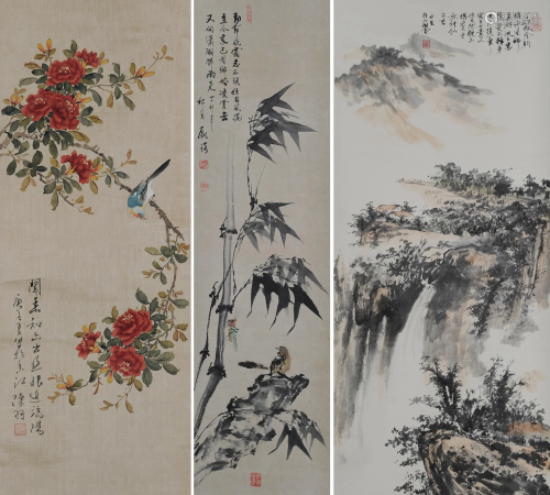 3 Chinese Paintings by Liu Qi, Pan Wei, and Chen Yu