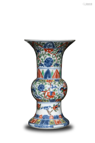 Chinese Wucai Gu Vase, 19th Century