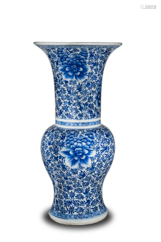 Chinese Blue & White Gu Vase, Kangxi