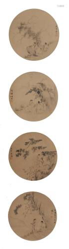 Set of 4 Chinese Paintings by Wan Pu
