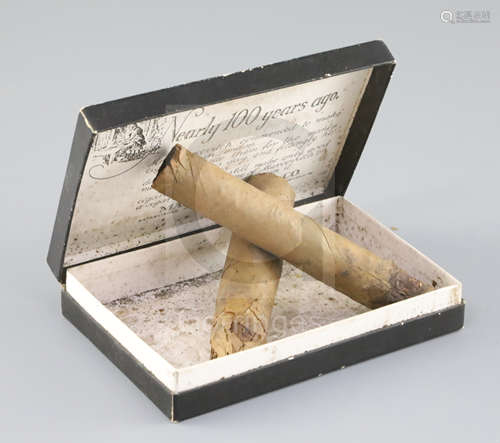 Sir Winston Churchill interest: Two partially smoked cigars, Kept as a souvenir by Stanley Morris